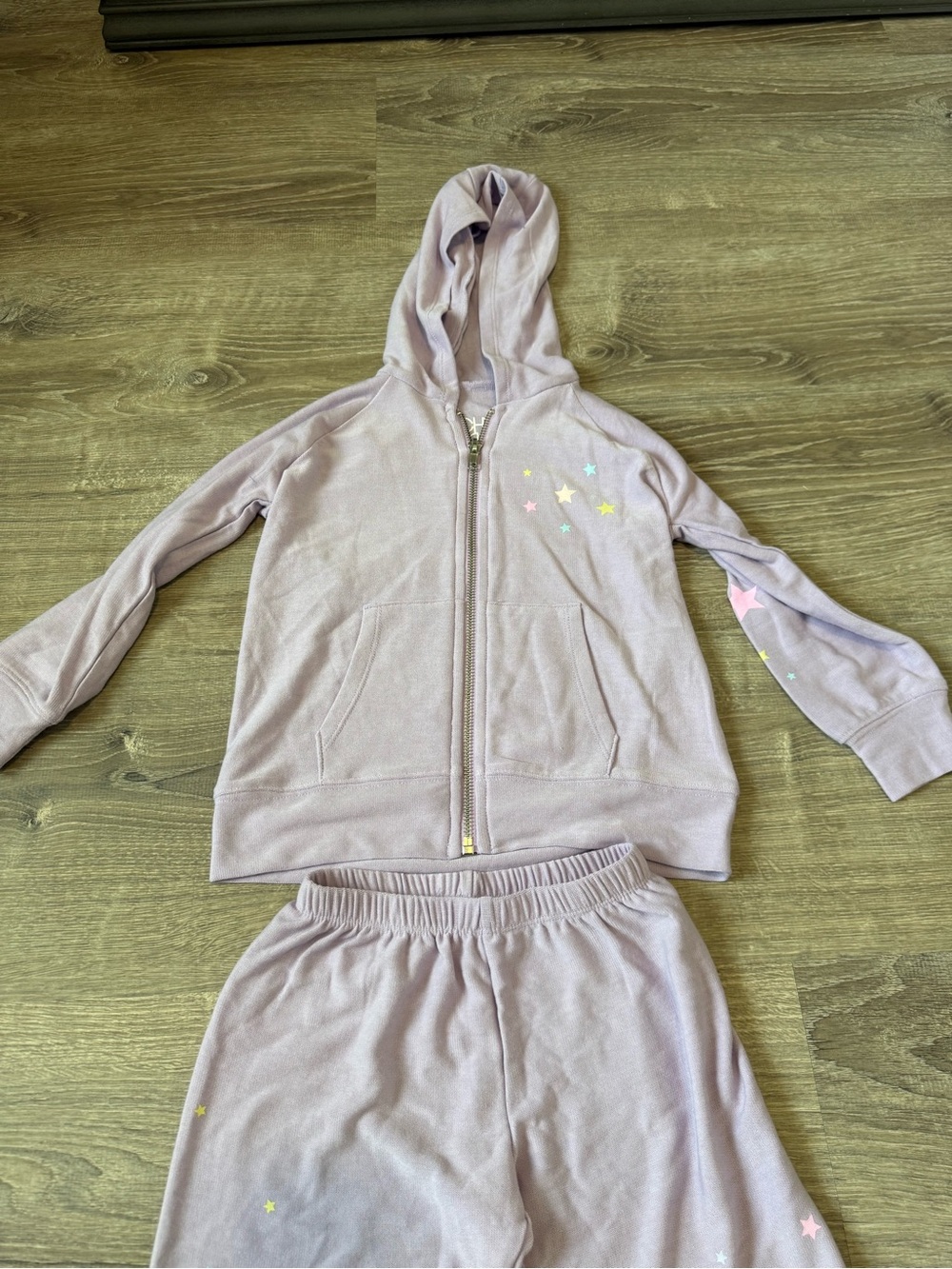 Chaser Lavender Star Print Kids Hoodie Jumpsuit with Pastel Stars - Picture 3 of 8